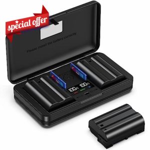 EN-EL15 (2200mA) Camera Battery Multifunctional Charger Set (Including Two Batteries) Compatible with Nikon Z6 Z7 V1D 750D 7500D 850D 7000Db7100D 7200D 500D 780D 600D 610D 800D 810D 810a
