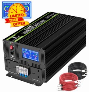 Novopal 5000 Watt Pure Sine Wave Inverter 24V to 230V 240V Car Converter Power Inverter with Lcd Display 2AC Outlets And Usb Port-Remote Control for motorhomes