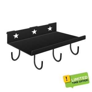 LHERUT BBQ Grill Pellet Hopper Shelf Smoker Utensil Accessory Holder,Wood Pellet Smoker Grills Side Table Shelf Barbecue Tools Storage Basket Hooks Accessories