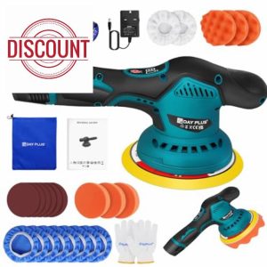 Cordless Car Polisher Buffer Machine - Dual Action Polisher with 8 Variable Speeds & 2PACK Battery - Orbital Polishing Machine with Buffing Pad Polish Kit for Car Detailing Furniture Polishing Sanding