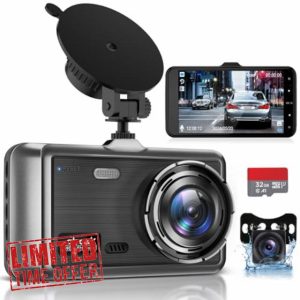 abask Dash Cam Front and Rear with 32GB SD Card