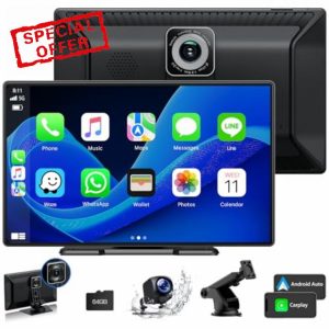 HOTPEAK 9'' A-pple Carplay Screen for Car with 2.5K Dash Cam