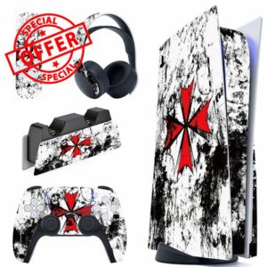 PlayVital Biological Hazard Full Set Skin Decal for PS5 Console Disc Edition