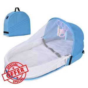 Portable Folding Travel Cot Bed for Baby Cot with Mosquito Net Portable Bed with Sleeping Toys