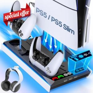 PS5 Slim / PS5 Cooling Stand with Auto Turbofan & 3-Level Speeds