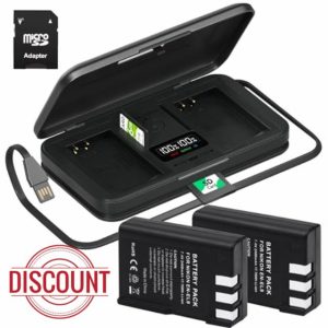 ENEL9/ENEL9E/ENEL9A Replacement Battery 2400mAh with LCD Built-in USB Cable Charger with Type C Port for Nikon D40 D40x D60 D3000 D5000 Digital Camera