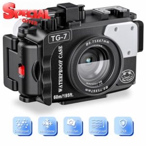 Sea frogs Underwater Camera Case compatible with Olympus TG-6/7 IPX8 60m/197ft Maximum Diving Depth White Waterproof Camera Housing for Diving