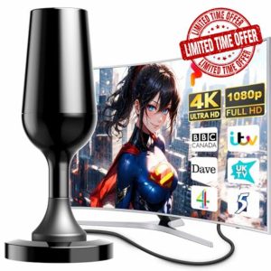 2024 Highest TV Aerial - Indoor TV Aerial for Smart TV with Signal Booster High Gain Freeview TV Strong Signal Antenna- TV 4K 1080P HDTV & VHF/UHF/DAB Radio and Portable All Compatible