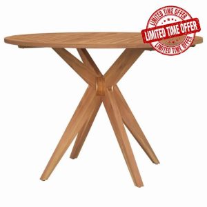 idaXL Garden Table - Round Brown Acacia Wood Ø110x75cm - Patio