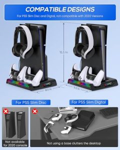 Charger Station for PlayStation 5 Controllers with 9 RGB Lighting Models