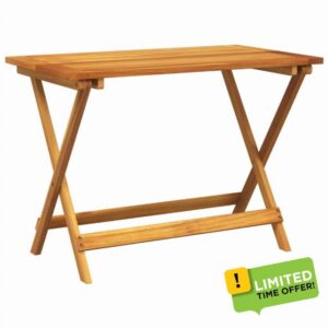idaXL Folding Acacia Wood Garden Table - Rectangular Outdoor Patio Dining Table