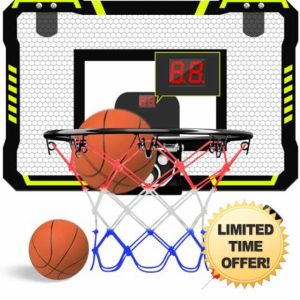 Basketball Hoop for Kids Automatic Scoring Indoor Basketball Hoop Mini Basketball Hoop with 2 Balls for Door Gifts for Boys 4 5 6 7 8 9 Years Old