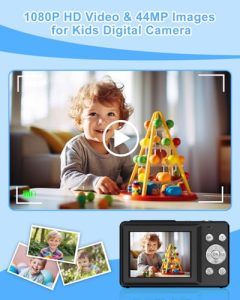 1080P Digital Camera Cheap 44MP HD Compact Digital Camera Photo Camera Kids Camera with 2.4" Screen 16X Digital Zoom and 1 Battery for Girls
