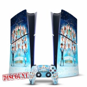 Head Case Designs Officially Licensed Manchester City Man City FC Team Poster 2024 Champions Vinyl Gaming Skin Decal Compatible With Sony PS5 Slim Digital Edition Console & DualSense Controlle