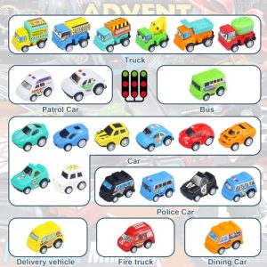 24 Days Christmas Pull Back Cars Countdown Calendar for Boys and Girls