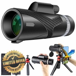 GOHHME 12 X 50 Monocular Telescope Monoculars for Adults BAK4 Prism with Smartphone Holder Upgrade Tripod Waterproof Night Vision Monoculars for Hiking Bird Watching Hunting Camping