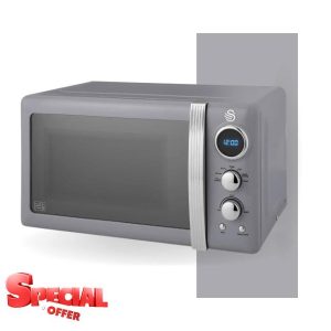 Swan SM22030LGRN Retro LED Digital Microwave with Glass Turntable