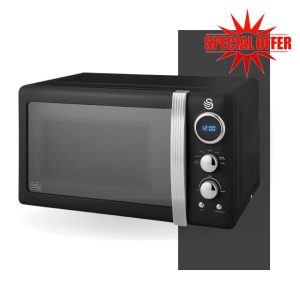Swan SM22030LBN Retro LED Digital Microwave with Glass Turntable