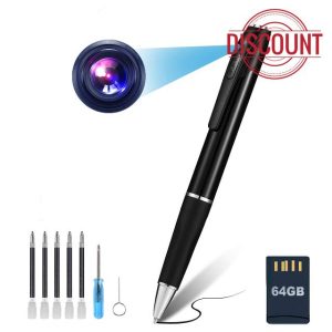 Spy Camera Pen | Spy Camera Hidden Camera with 64G SD Card | 1080p Pen Camera| 200 minutes Battery Life | Rechargeable Secret Camera