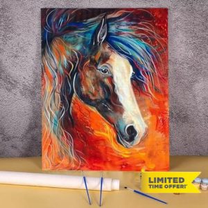 Ttbdzzy Canvas Paint by Number for Adults Horse - DIY Artistic Paint by Numbers for Adults Beginner