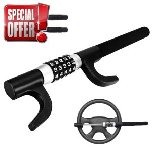 Steering Wheel Lock 5 Digit Combination Password Heavy Duty Lock Anti-Theft Retractable Car Steering Wheel locks Vehicle Security Device Universal Fit for Car Truck Van and SUV