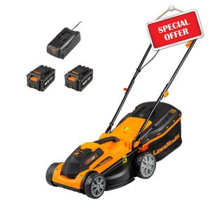 LawnMaster MX 24V 34cm Cordless Lawnmower Plus Spare Battery