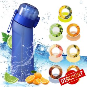 Air Water Bottle with Flavor Pods 650ML Flavoured Water Bottle Starter Set Fruit Fragrance Scented Water Cup Air Taste Pods Pack 0 Sugar Calorie BPA Free for Outdoor Sports Gym (Navy Blue)