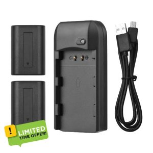 HUIOP NP-FV5 r NP-FV5 Battery r with LED Indicator + 2pcs NP-FV5 PLUS Batteries 3.7V 1000mAh with USB Charging Cable