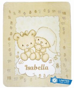 Baby Boy Girl Personalised Cot Bed Blanket Throw (Cream)