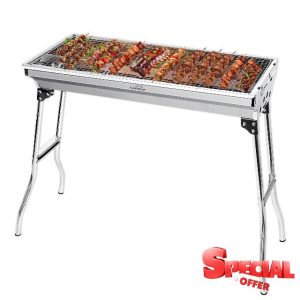 Home Harbour H1 Large Foldable Stainless Steel BBQ Charcoal Grill | Portable and Lightweight Barbecue | For Outdoor Picnics