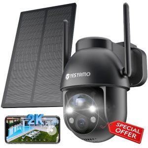 YESYAMO 360° PTZ Solar Security Camera Outdoor Wireless