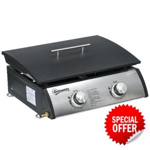 Outsunny Gas Plancha Grill with 2 Stainless Steel Burner