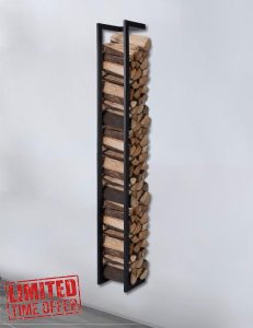 Lendo Online Firewood Rack Wall Model Hanging + Carry Bag - Indoor and Outdoor - Firewood Rack - Firewood Rack - Wood Storage - Metal (25 x 25 x 196 cm)