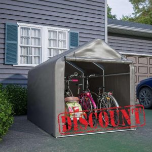 BIRCHTREE 2.2M*1.6M Garden Waterproof Anti-UV Bike Storage Tent Bicycle Motorcycle Shed Shelter Outdoor Backyard Steel Frame PE Cover Zipper Door Large Grey
