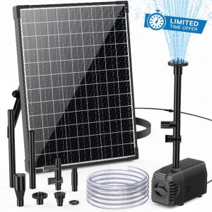 Biling Solar Pond Pump 20W 1200L/H Solar Water Fountain with 2M Hose DIY Solar Powered Garden Water Feature 5M Cord Solar Water Pump for Garden Fountain Pond Stream Waterfall Pool            [Energy Class A+++]