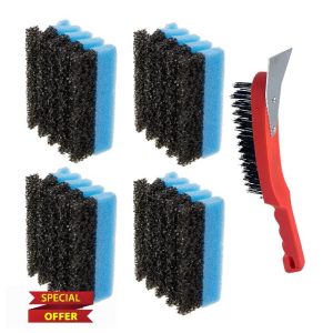 Cleaning Sponges Compatible for George Foreman (Pack of 4) with Wire Scraper Brush for Indoor Grills