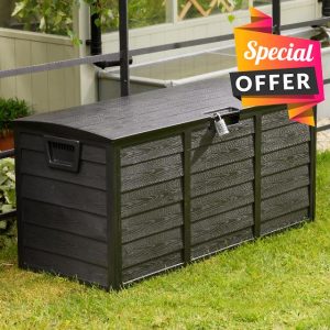 Olsen & Smith 290L Capacity Outdoor Garden Plastic Storage Cushion Box Furniture - Lockable with Padlock Lock