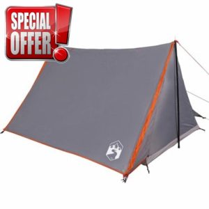 idaXL 2-Person Camping Tent in Grey/Orange - Waterproof