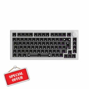 Akko 5075S ISO Gaming Keyboard DIY Kit Hot Swappable Gasket Mount PCB Plate Mechanical keyboard Kit with South-facing LEDS VIA Programmable for Win/Mac(White)