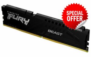 Kingston FURY Beast Black 16GB 6000MT/s DDR5 CL30 DIMM Desktop Gaming Memory Single Module - KF560C30BBE-16