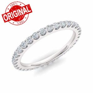 Diamondere Natural and Certified Diamond Wedding Ring in 18ct White Gold | Full Eternity Stackable Band Ring for Women