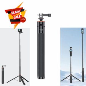 LICHIFIT Extendable Tripod Selfie Stick for DJI OSMO POCKET 3 / Action 4 Length Adjustable 138cm Extension Rod for Insta360 ONE X3 / X2 Action Camera Base Bracket Mount Holder Accessories
