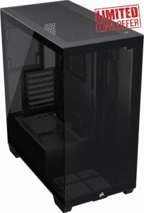 CORSAIR 3500X Mid-Tower ATX PC Case – Panoramic Tempered Glass – Reverse Connection Motherboard Compatible – No Fans Included – Black