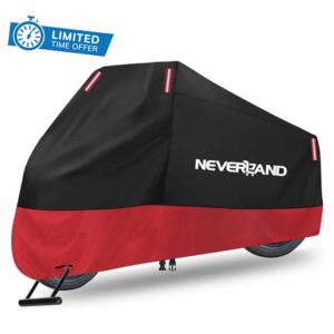NEVERLAND Motorbike Cover Waterproof XL Motorcycle Cover with Lock Holes Windproof Buckle Elastic Band Storage Bag for Protection from the Sun