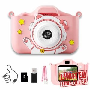 Lnicez Kids Camera 48MP Kids Digital Camera Dual Lens camera for kids 1080P Video Toddler Camera For Kids Age 3-12 Years old childrens camera Birthday Christmas Toy Camera Kids Gifts 32GB Card