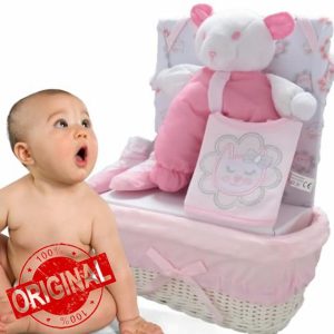 Ambience Products 5 Piece Hamper Basket Gift Set Welcome Gifts Baby Wishlist for Newborn Baby Gifts - Baby Shower Gifts for Mum