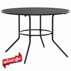 idaXL Round Patio Table Ø110x72.5 cm Anthracite - Powder-Coated Steel Mesh Top