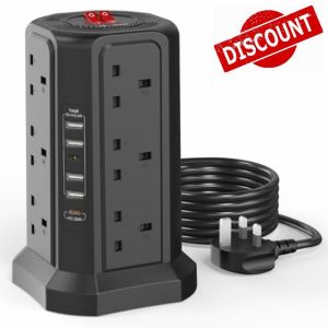 Tower Extension Lead with USB Slots 3M and 20W USB C Fast Charger