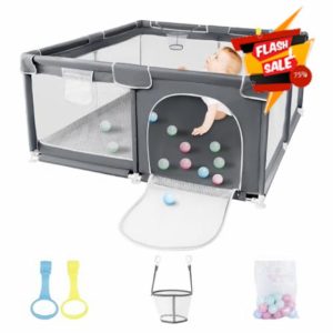 I BUY IT Baby Playpen with Anti-Collision Foam Breathable Mesh