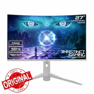 = 27 Inch Curved Gaming Monitor with RGB Ambient Lighting • VA 2560x1440p Monitor (16:9) • WQHD 165Hz • 1ms • HDR • FreeSync/Adaptive Sync • HDMI/DP • 75x75 VESA Gaming Monitor XUI27QC-W Pearl White